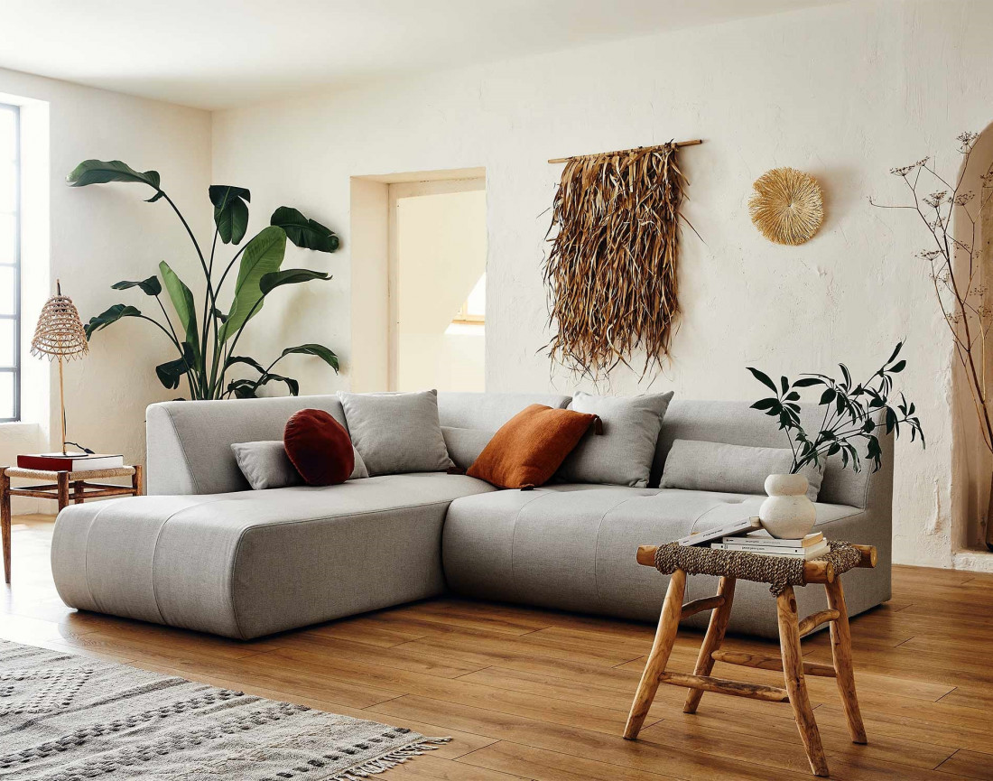 Onyx - canapé d'angle gauche modulable 5 places - en tissu