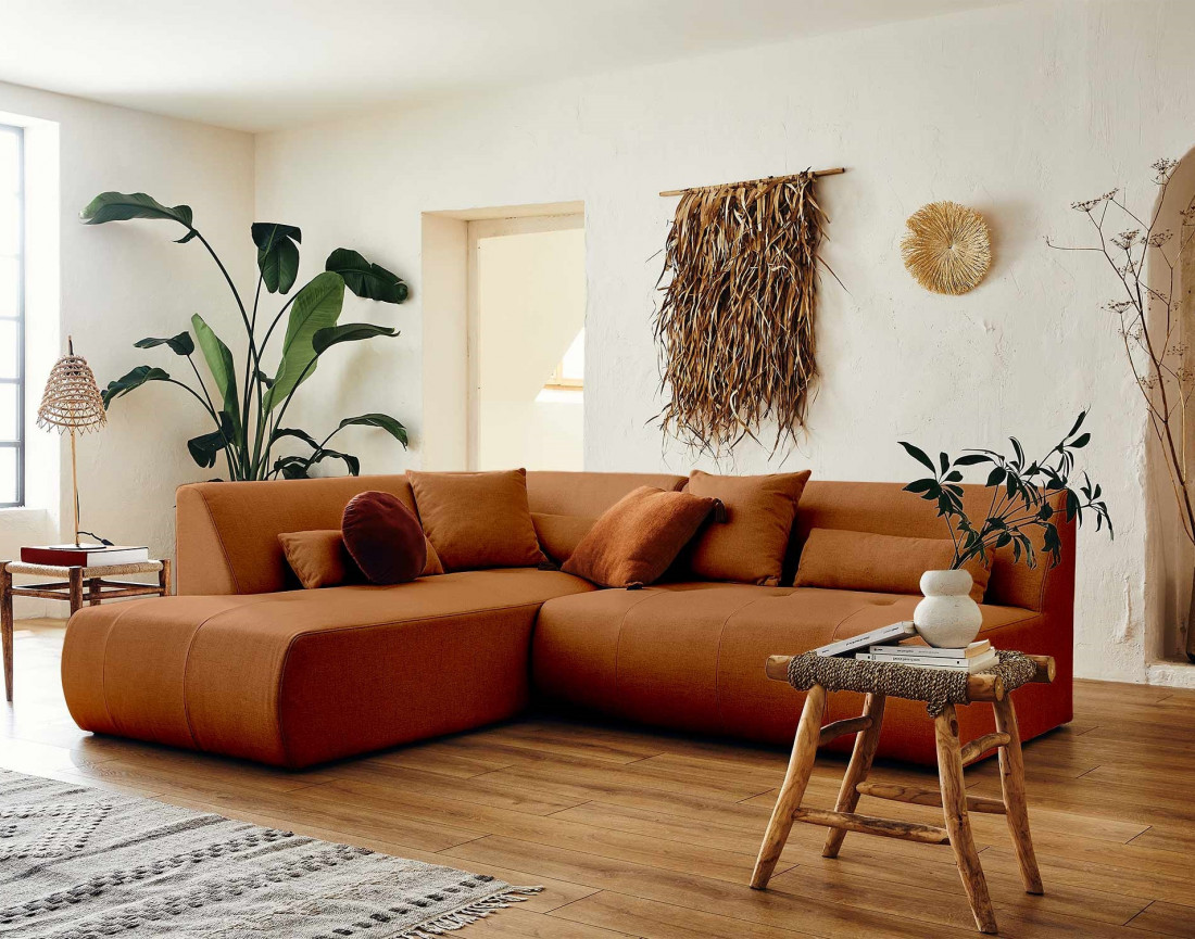 Onyx - canapé d'angle gauche modulable 5 places - en tissu