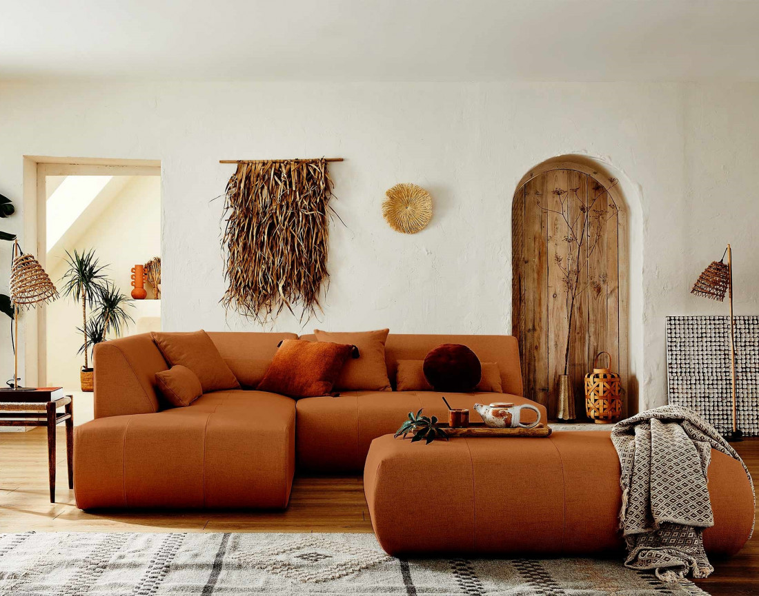 Onyx - canapé d'angle gauche modulable 5 places - en tissu