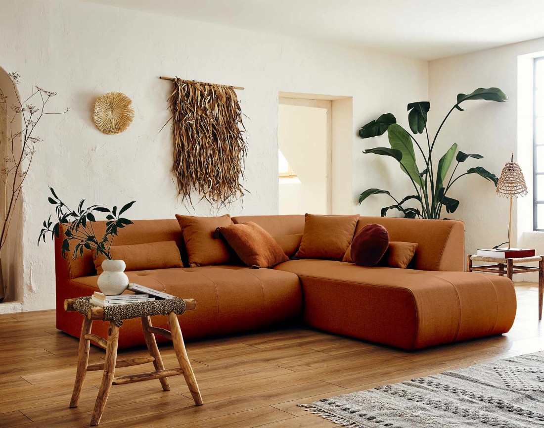 Canapé modulable d'angle droit 5 places - en tissu - Onyx