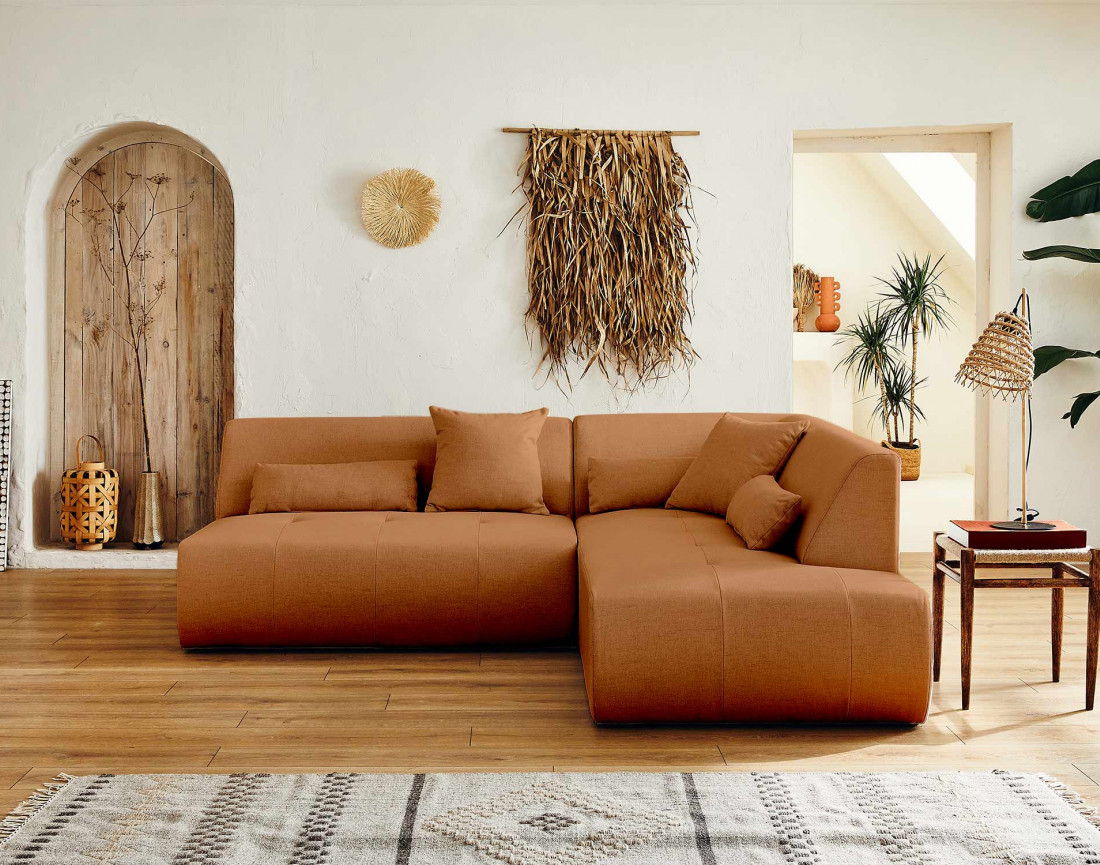 Canapé modulable d'angle droit 5 places - en tissu - Onyx