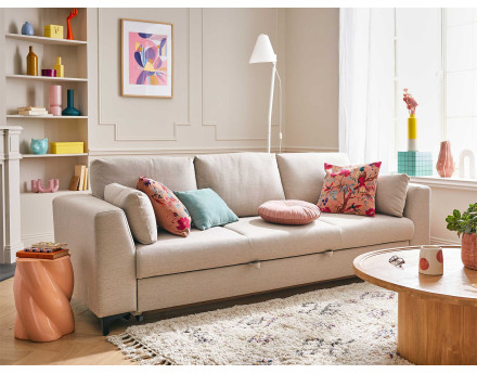 Canapé 3 places convertible en tissu Tala