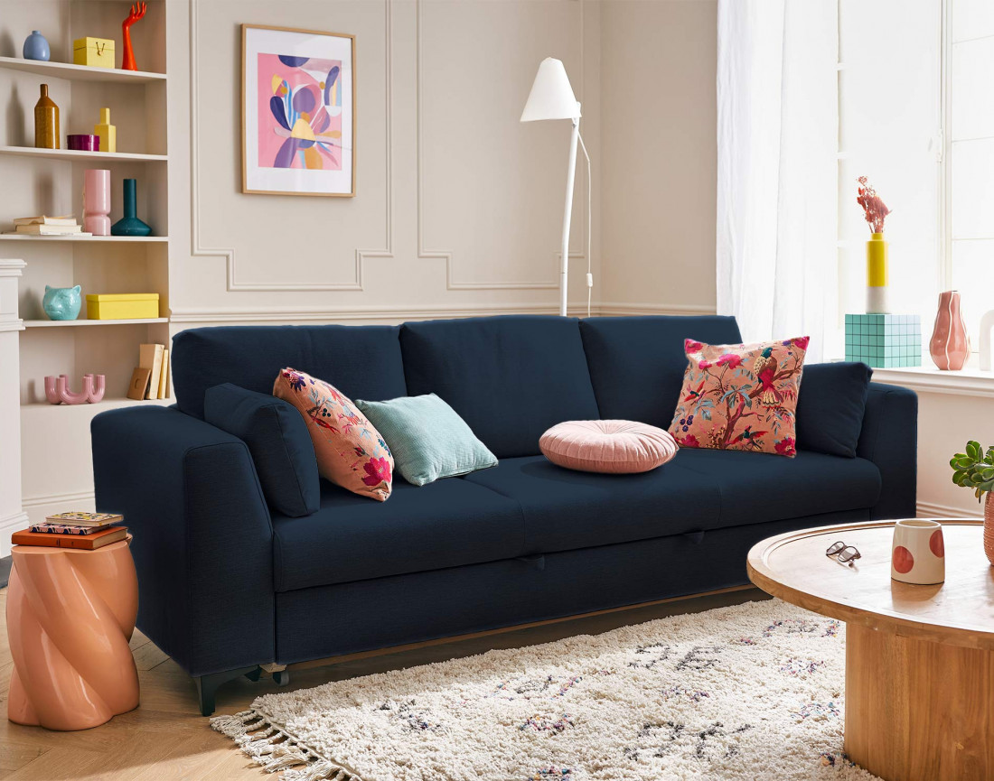 Canapé 3 places convertible en tissu Tala