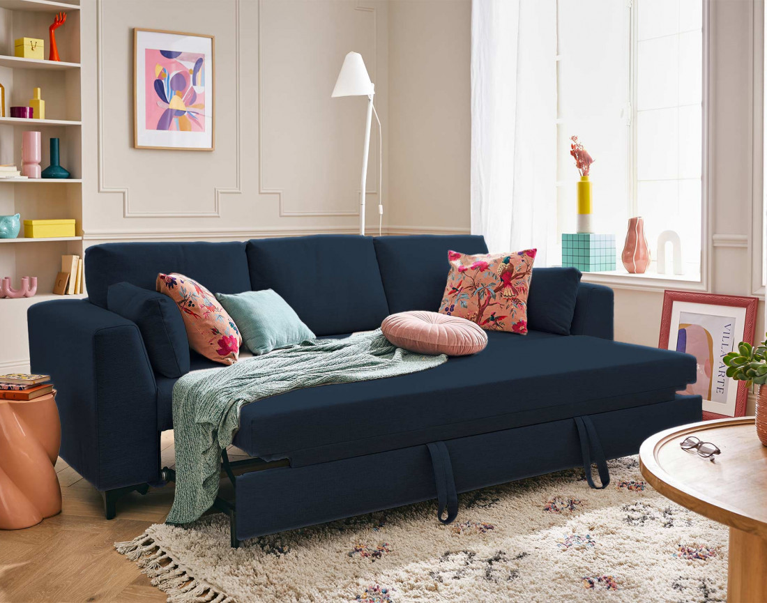 Canapé 3 places convertible en tissu Tala