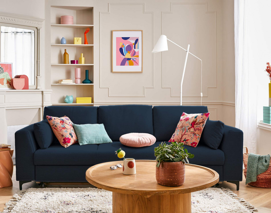 Canapé 3 places convertible en tissu Tala