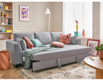 Canapé 3 places convertible en tissu Tala