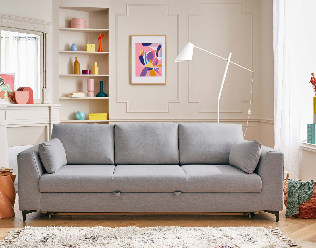 Canapé 3 places convertible en tissu Tala