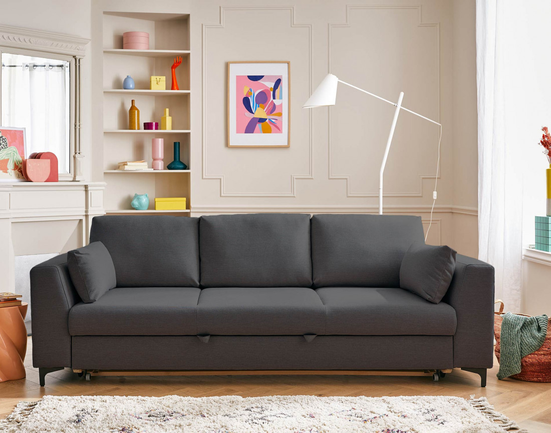 Canapé 3 places convertible en tissu Tala