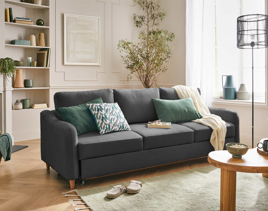 Canapé 3 places convertible en tissu Will