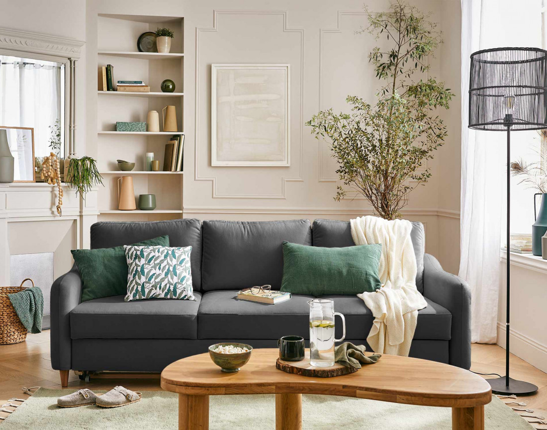 Canapé 3 places convertible en tissu Will