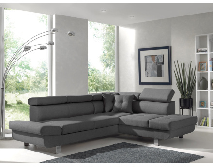 Lisbona – canapé d’angle droit convertible avec têtières relevables