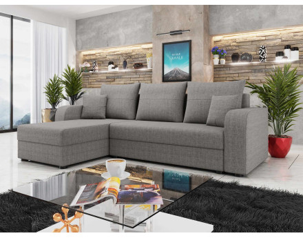 Canapé d'angle réversible 4 places convertible avec coffre en tissu Harvey