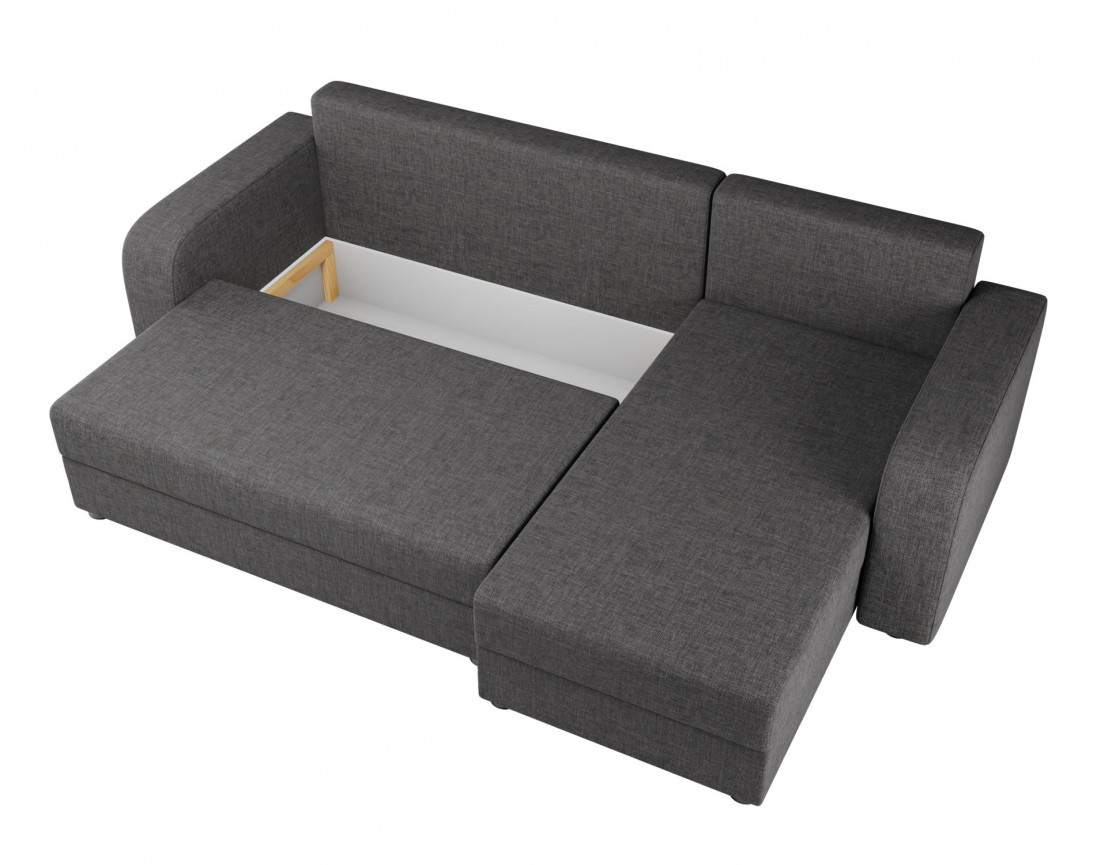 Canapé d'angle réversible 4 places convertible avec coffre en tissu Harvey