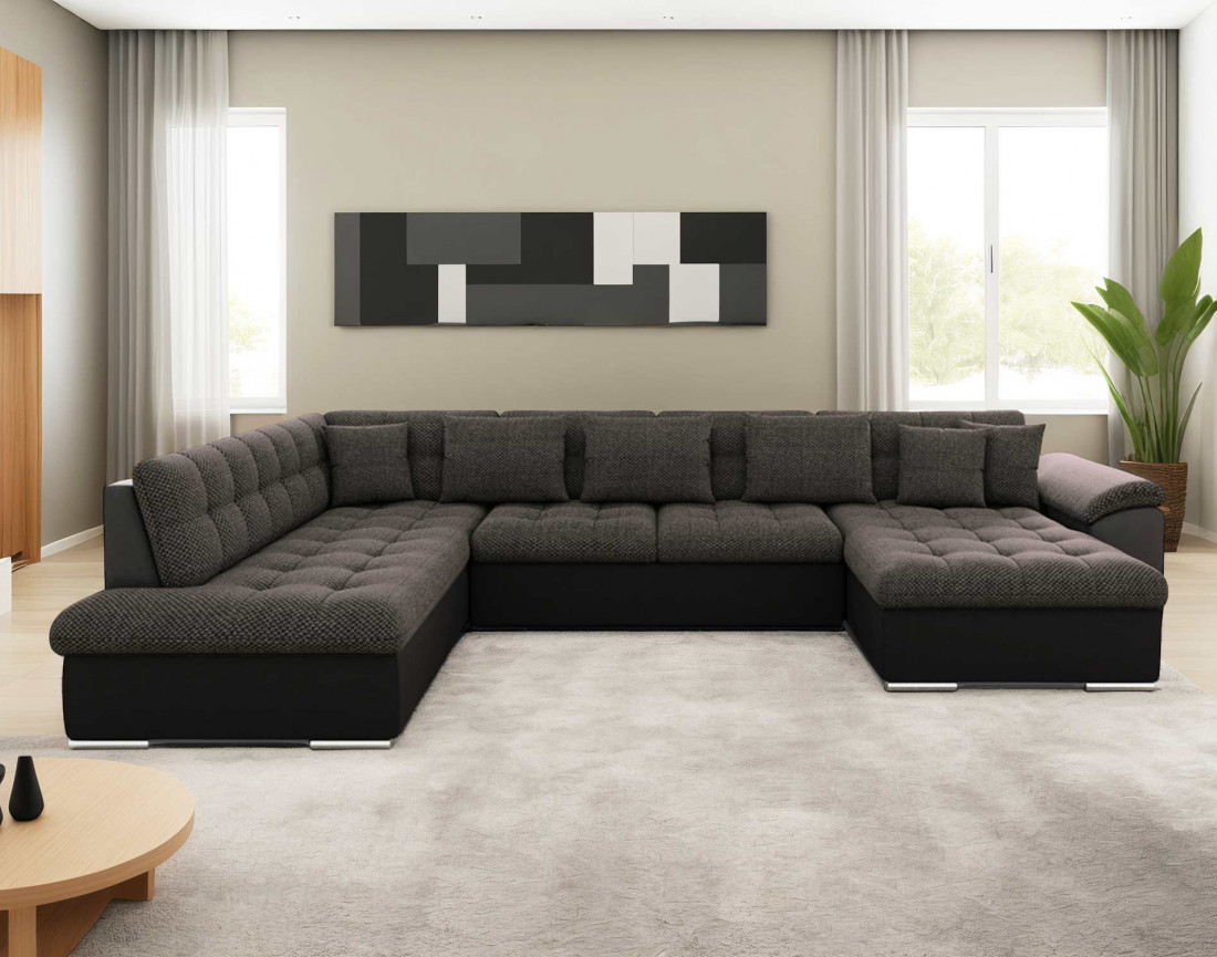 Chuck – canapé panoramique d'angle gauche convertible avec coffre au style contemporain