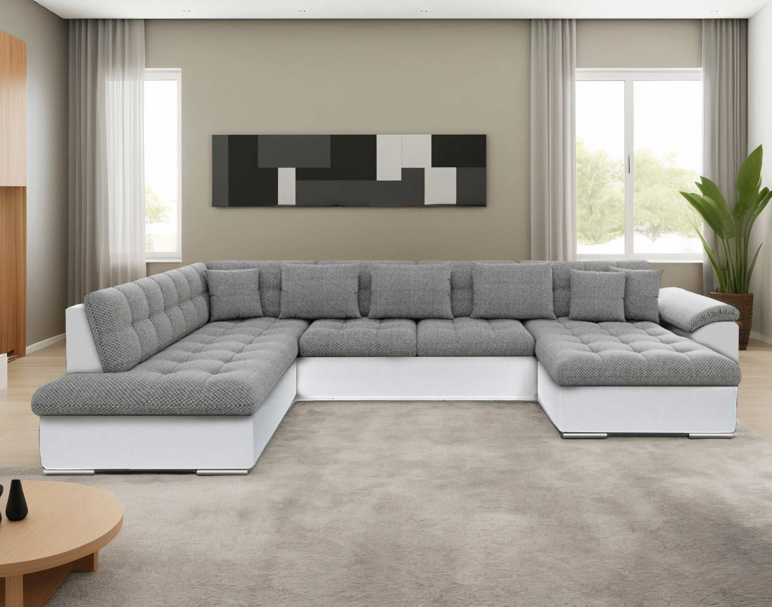 Chuck – canapé panoramique d'angle gauche convertible avec coffre au style contemporain