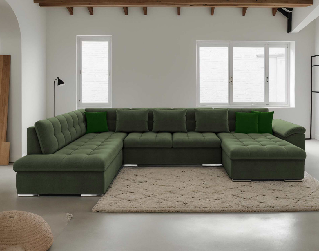 Chuck – canapé panoramique d'angle gauche convertible avec coffre au style contemporain