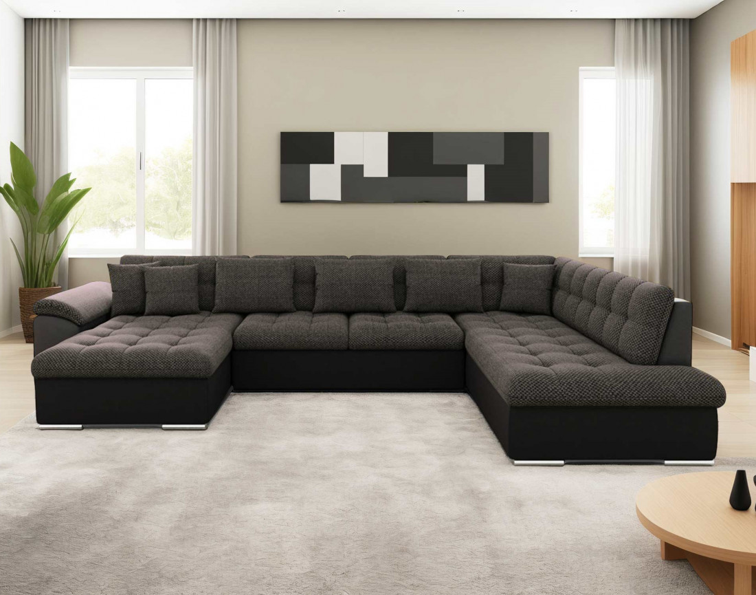 Chuck – canapé panoramique d'angle droit convertible avec coffre au style contemporain