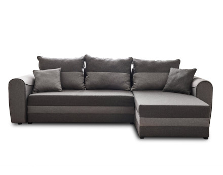 Canapé d'angle réversible 4 places convertible avec coffre en tissu Quartz