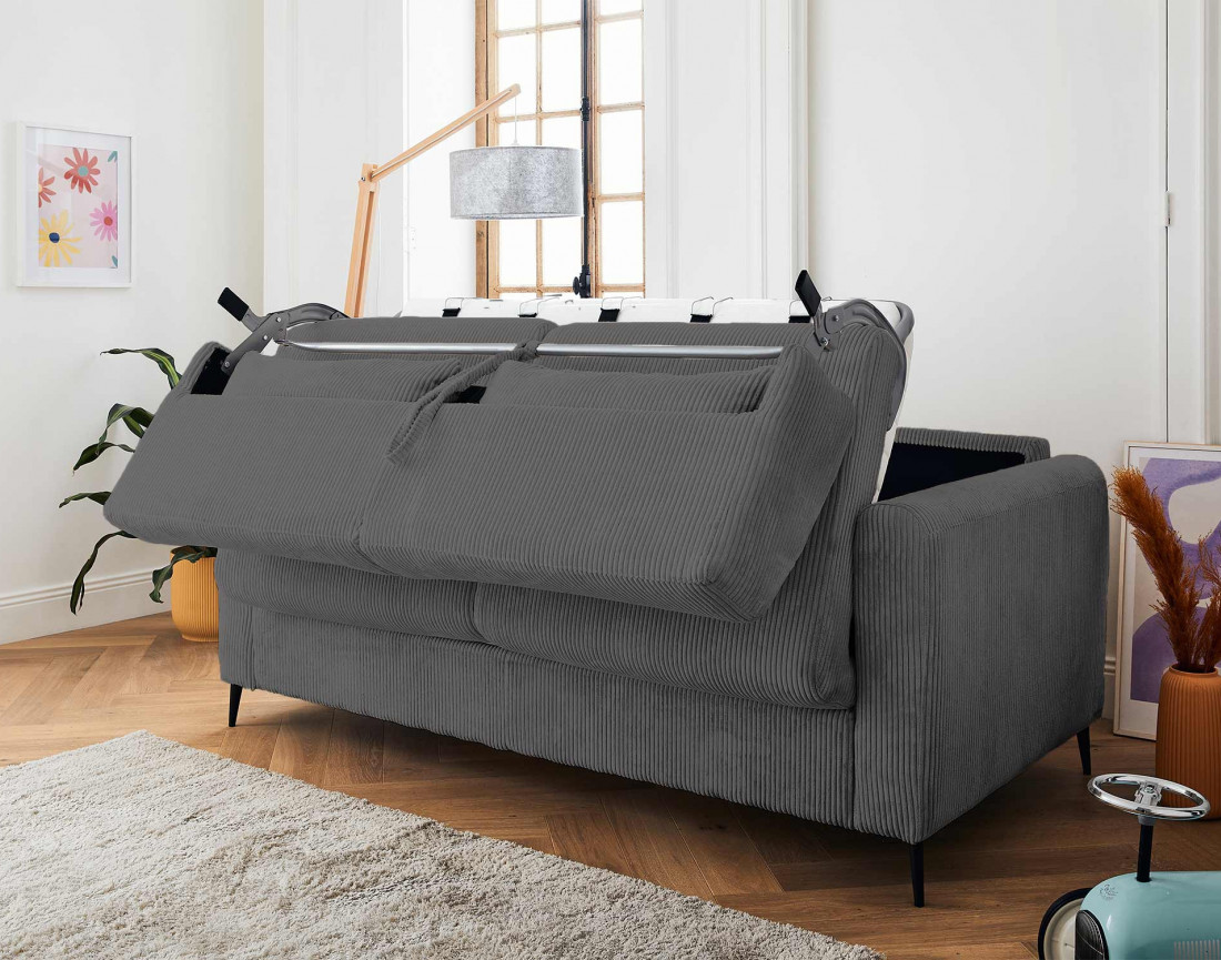 Canapé 3 places convertible express quotidien en velours côtelé Owen