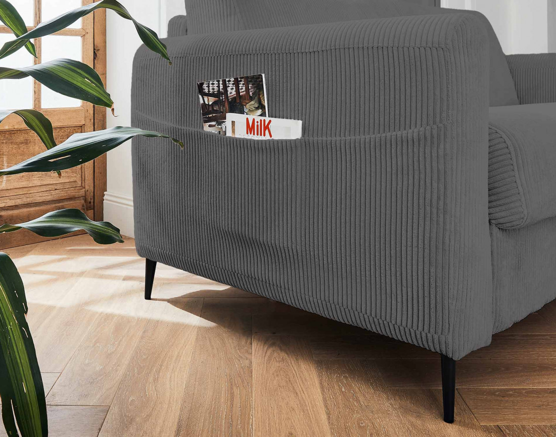 Canapé 3 places convertible express quotidien en velours côtelé Owen