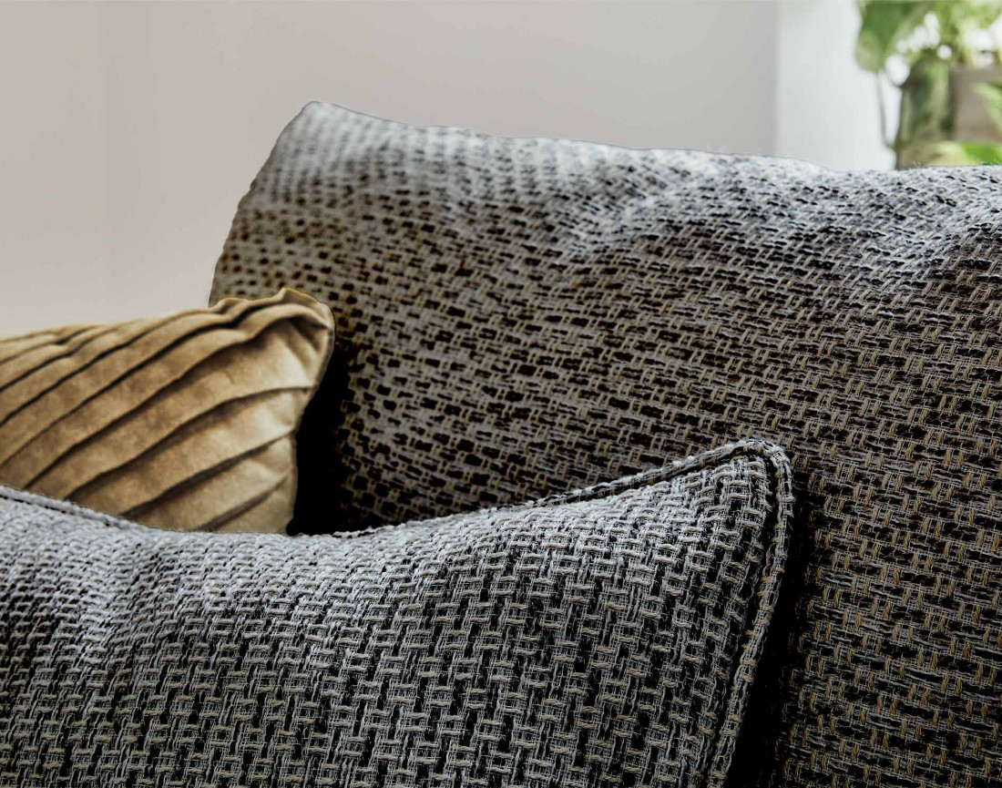 Canapé d'angle réversible 4 places convertible avec coffre en tissu et simili Opale