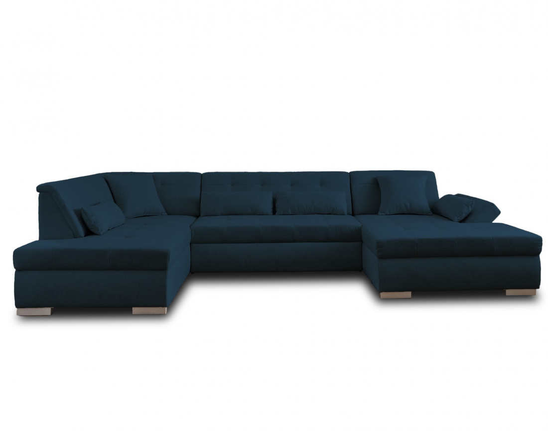 Canapé panoramique d'angle gauche 7 places convertible en tissu Vermont