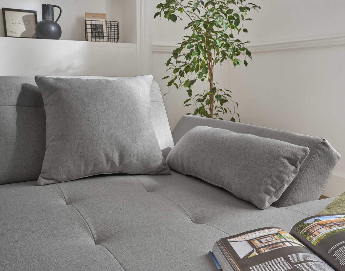 Canapé panoramique d'angle gauche 7 places convertible en tissu Vermont