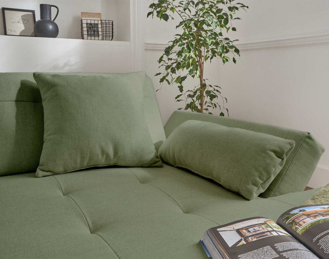 Canapé panoramique d'angle gauche 7 places convertible en tissu Vermont