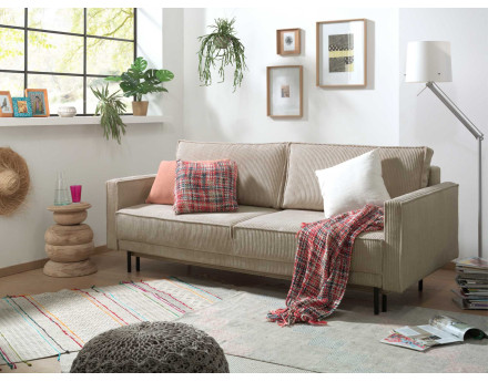 Canapé 3 places convertible avec coffre en velours côtelé Charlie