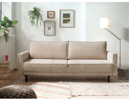 Canapé 3 places convertible avec coffre en velours côtelé Charlie