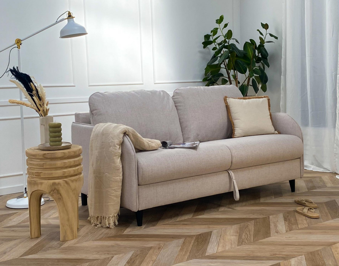 canapé 3 places convertible - couchage quotidien matelas 11 cm - en tissu - Cosmos