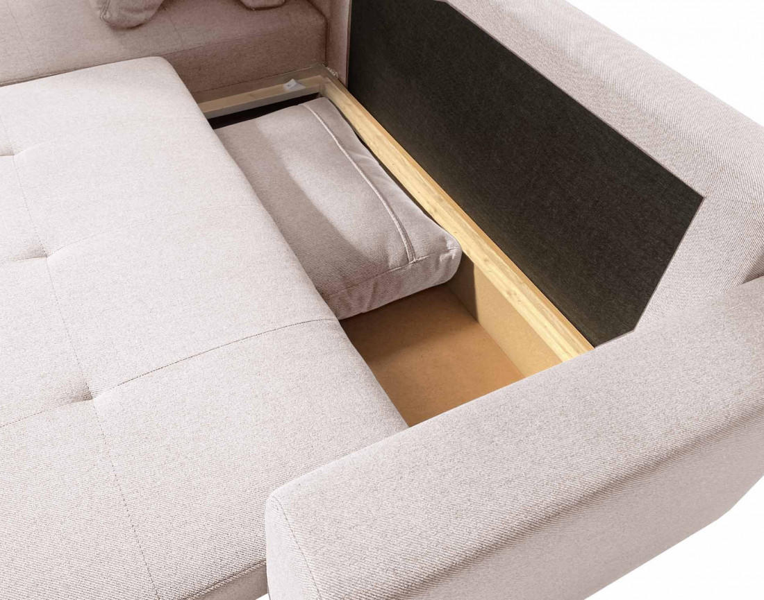 Canapé d'angle réversible 4 places convertible avec coffre -  Pilea