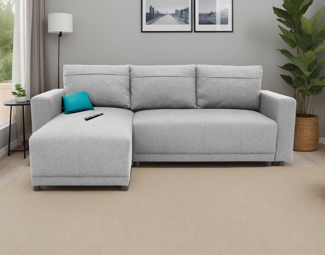 Canapé d'angle réversible 4 places convertible avec coffre -  Pilea