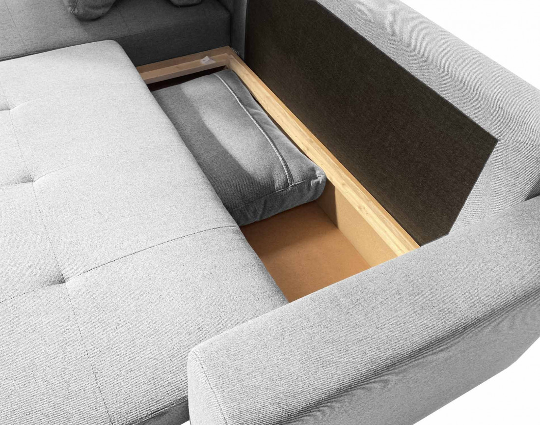 Canapé d'angle réversible 4 places convertible avec coffre -  Pilea