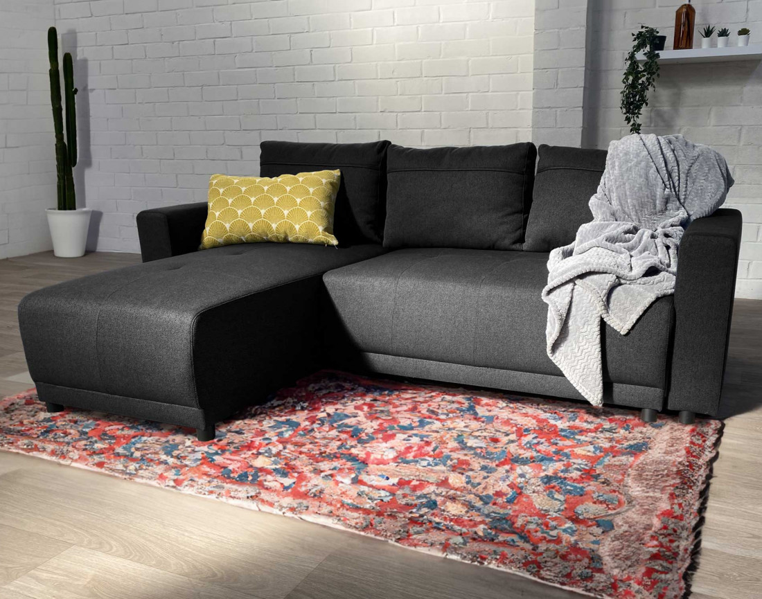 Canapé d'angle réversible 4 places convertible avec coffre -  Pilea