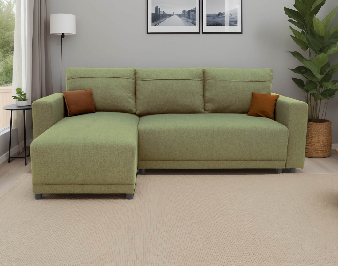 Canapé d'angle réversible 4 places convertible avec coffre -  Pilea