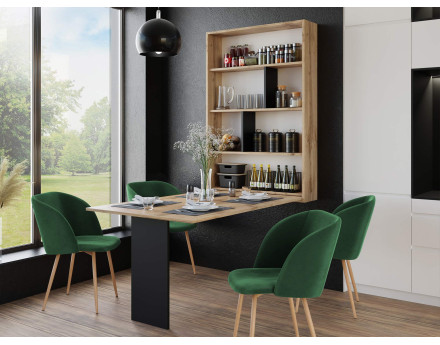 Table murale rabattable avec rangements - 4 personnes - Mondrian