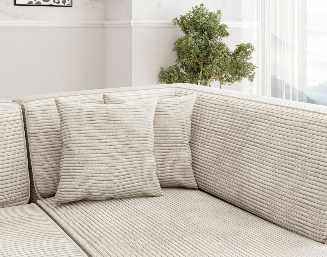 Canapé d'angle gauche 5 places - convertible avec coffre - en velours côtelé - Duchamp