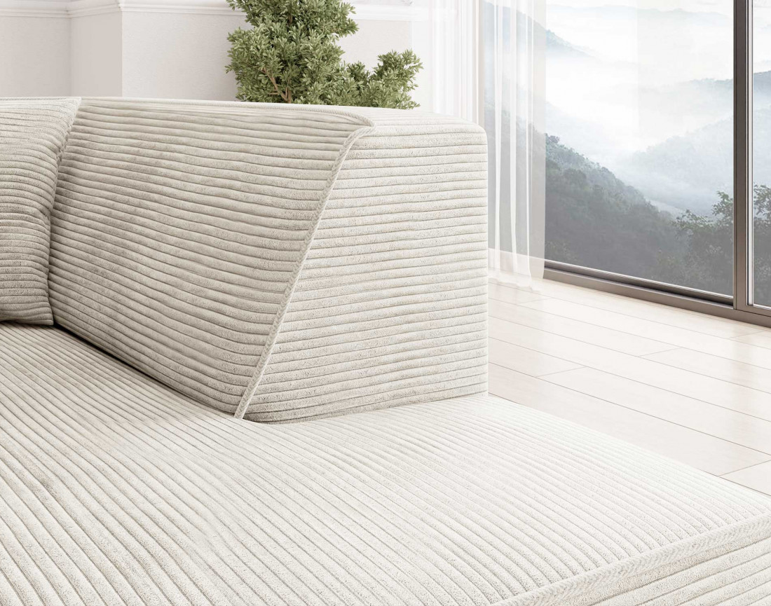 Canapé d'angle gauche 5 places - convertible avec coffre - en velours côtelé - Duchamp