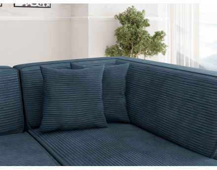 Canapé d'angle gauche 5 places - convertible avec coffre - en velours côtelé - Duchamp