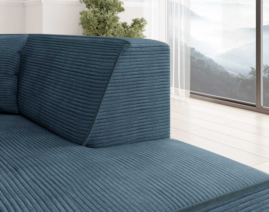 Canapé d'angle gauche 5 places - convertible avec coffre - en velours côtelé - Duchamp