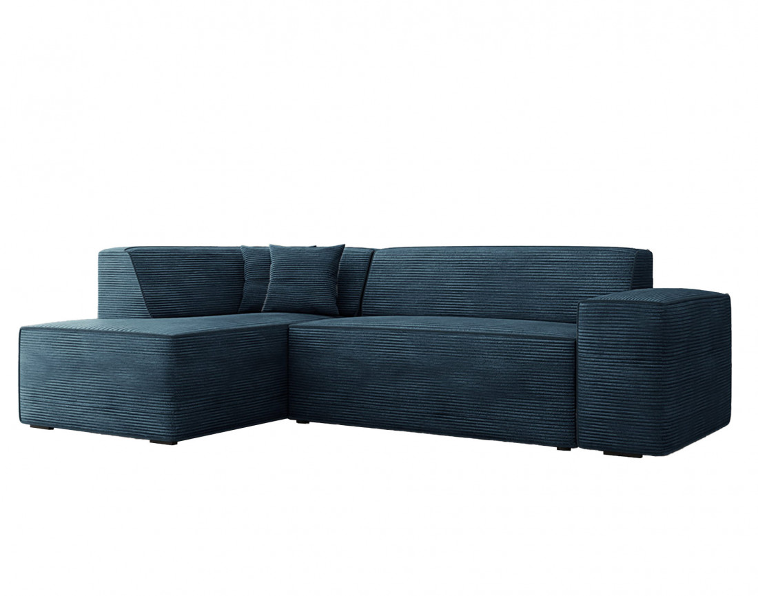 Canapé d'angle gauche 5 places - convertible avec coffre - en velours côtelé - Duchamp