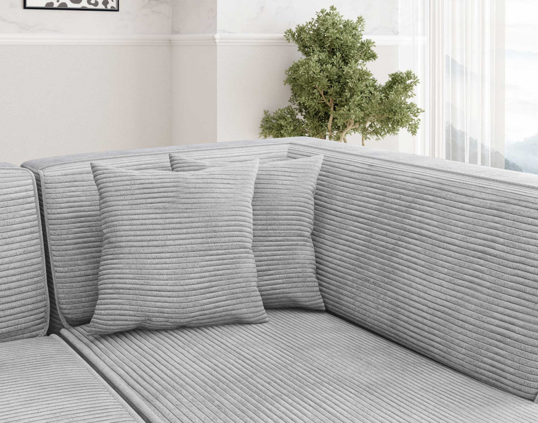 Canapé d'angle gauche 5 places - convertible avec coffre - en velours côtelé - Duchamp