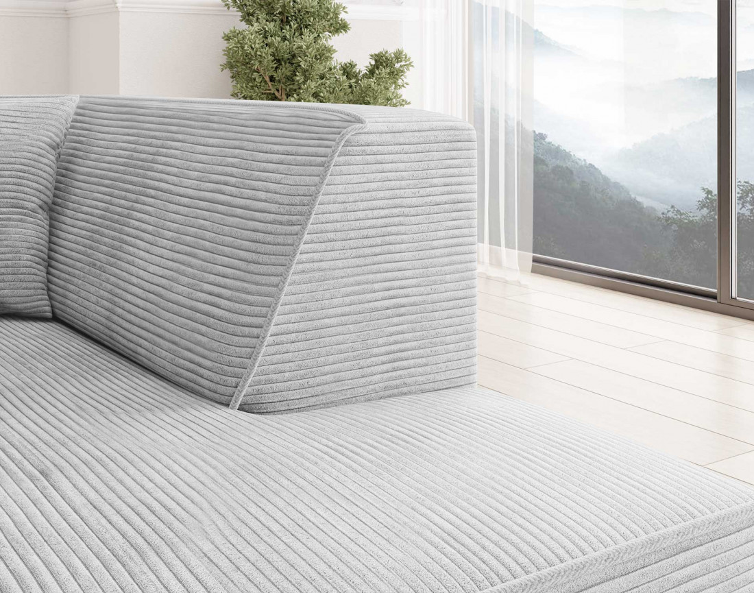 Canapé d'angle gauche 5 places - convertible avec coffre - en velours côtelé - Duchamp