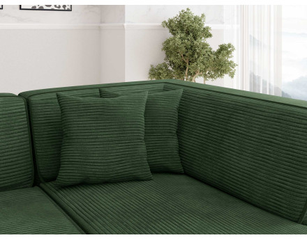 Canapé d'angle gauche 5 places - convertible avec coffre - en velours côtelé - Duchamp