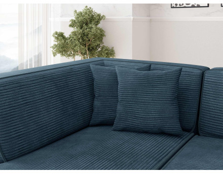Canapé d'angle droit 5 places - convertible avec coffre - en velours côtelé - Duchamps