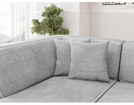 Canapé d'angle droit 5 places - convertible avec coffre - en velours côtelé - Duchamps