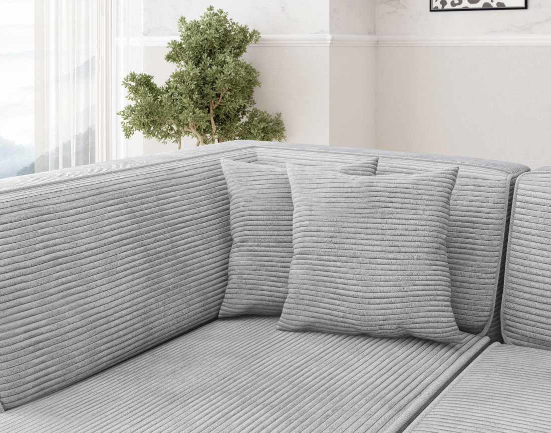 Canapé d'angle droit 5 places - convertible avec coffre - en velours côtelé - Duchamps