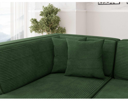 Canapé d'angle droit 5 places - convertible avec coffre - en velours côtelé - Duchamps