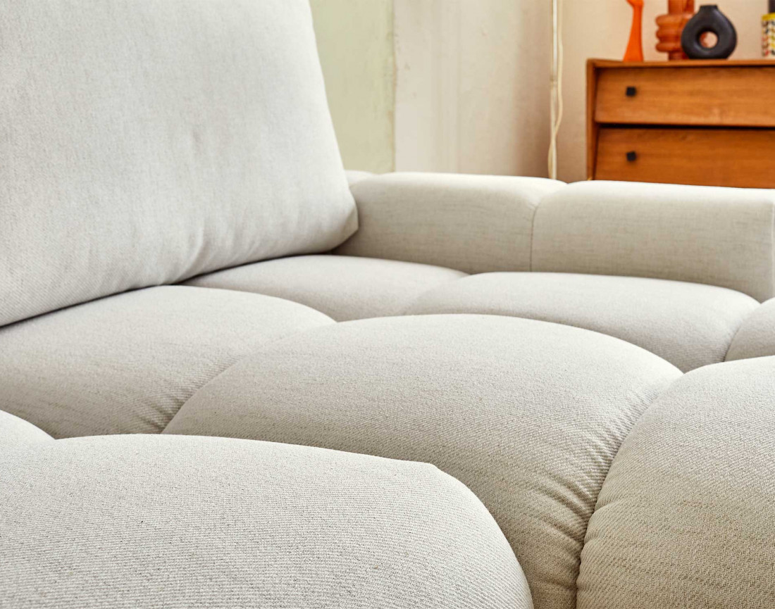 Canapé d'angle réversible convertible avec coffre 4 places en tissu Crocus